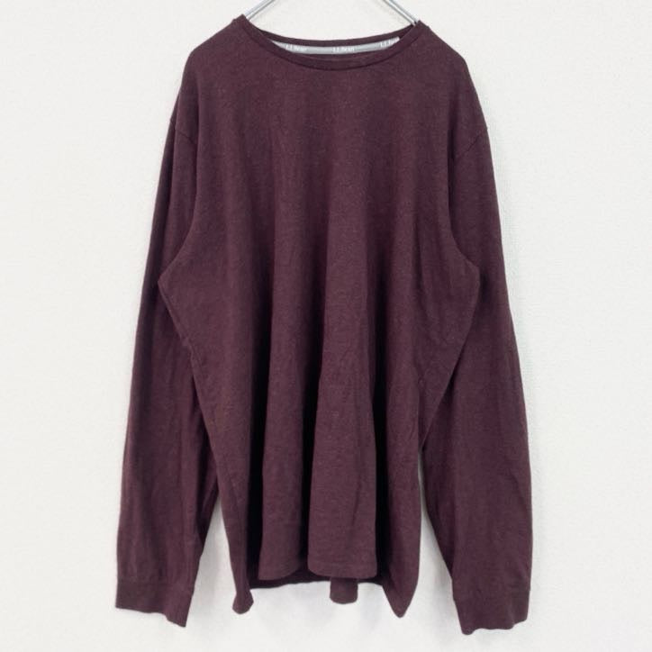 古着 used　L.L.Bean　エルエルビーン　長袖無地Tシャツ　ロンT　シンプル　クルーネック　紅　ワインレッド　XLサイズ