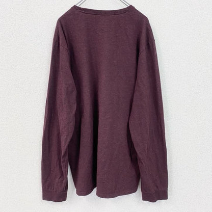 古着 used　L.L.Bean　エルエルビーン　長袖無地Tシャツ　ロンT　シンプル　クルーネック　紅　ワインレッド　XLサイズ