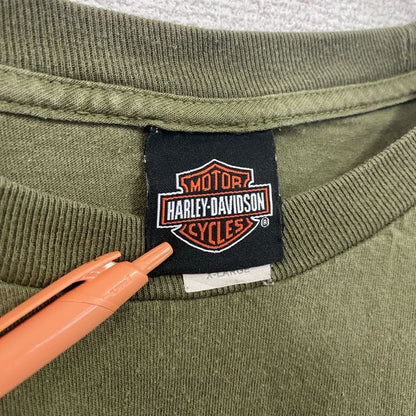 HARLEY DAVIDSON　ハーレーダビッドソン　長袖両面プリントTシャツ　緑　グリーン　XLサイズ