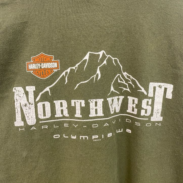 HARLEY DAVIDSON　ハーレーダビッドソン　長袖両面プリントTシャツ　緑　グリーン　XLサイズ