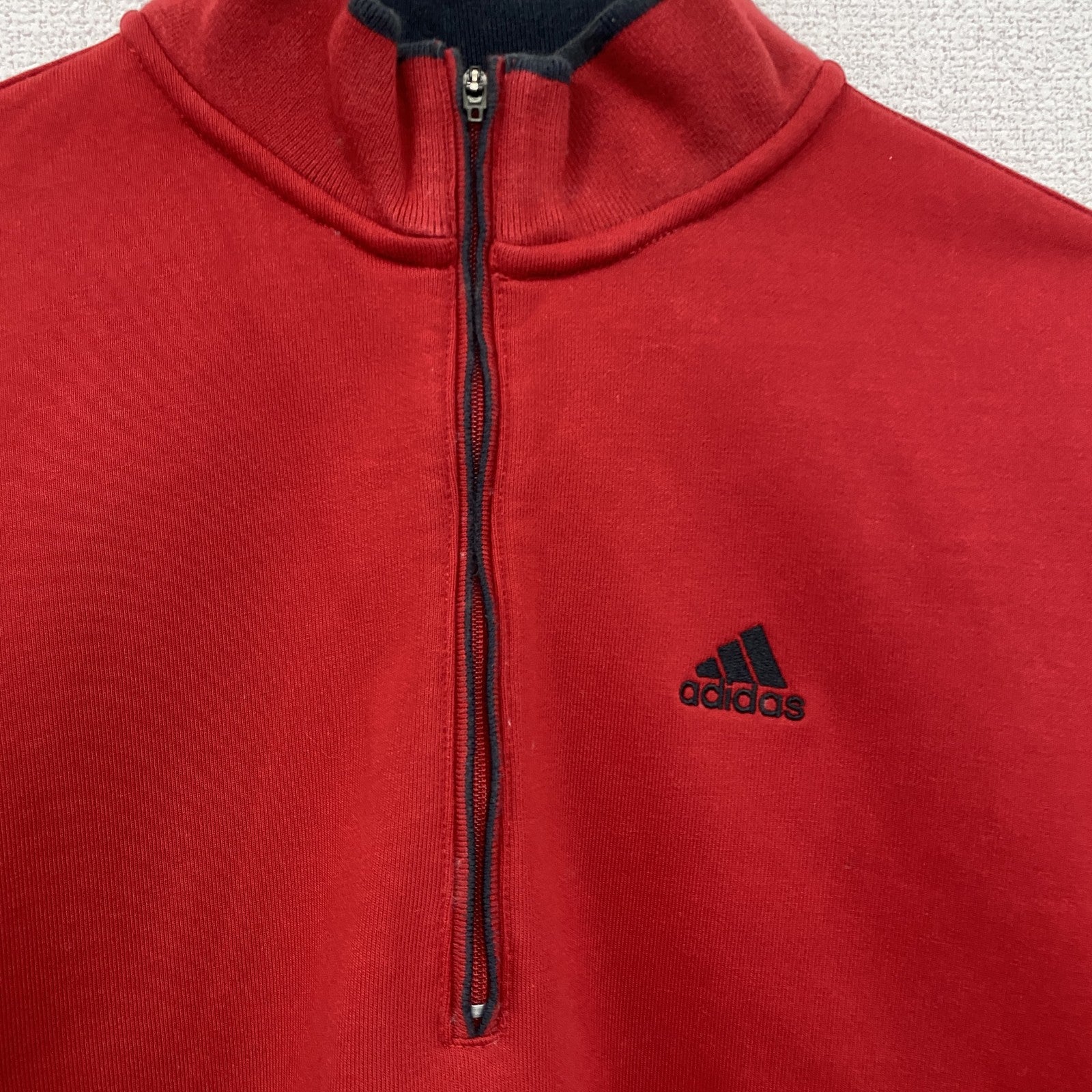 00s　adidas golf　アディダスゴルフ　ハーフジップスウェット/トレーナー　パフォーマンスロゴ　赤　レッド　Sサイズ　古着