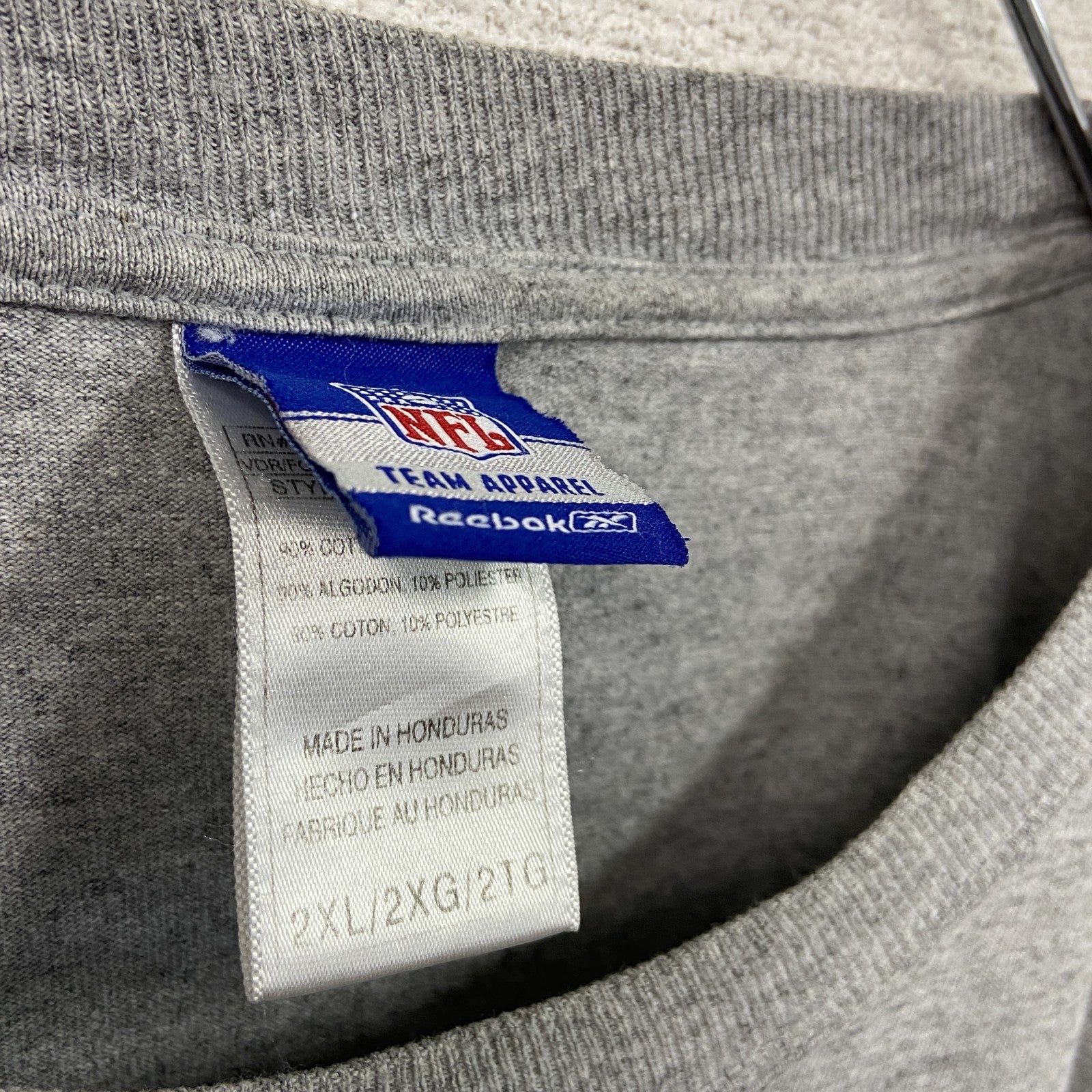 Reebok　リーボック　NFL　Dallas Cowboys　半袖プリントTシャツ　クルーネック　灰色　グレー　2XLサイズ　古着