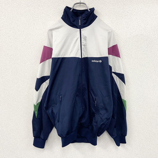 80s　adidas　アディダス　トラックジャケット/ジャージ　ヴィンテージ　紺　ネイビー　白　ホワイト　Lサイズ
