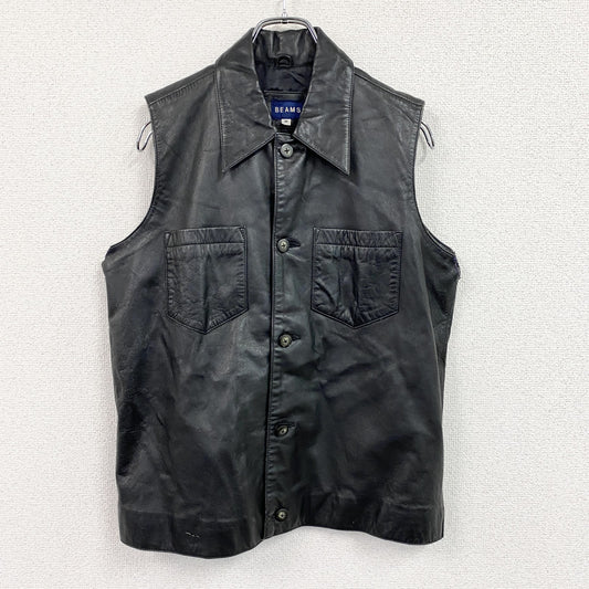 BEAMS　ビームス　ラムレザーベスト　黒　ブラック　Ｍサイズ