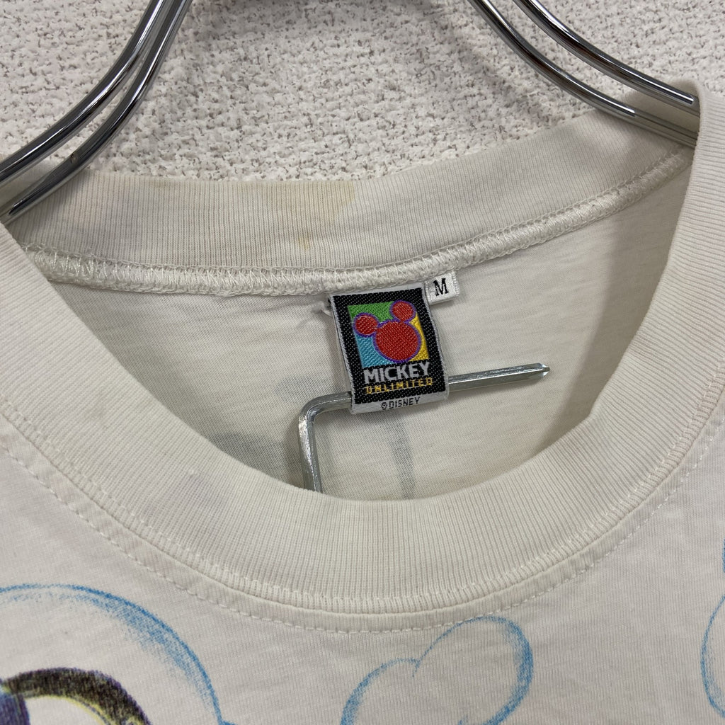 90s　Disney　ディズニー　Mickey & Friends　半袖プリントTシャツ　ヴィンテージ　白　ホワイト　Mサイズ　古着
