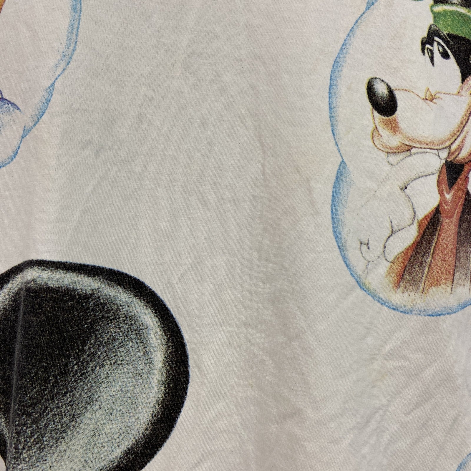 90s　Disney　ディズニー　Mickey & Friends　半袖プリントTシャツ　ヴィンテージ　白　ホワイト　Mサイズ　古着