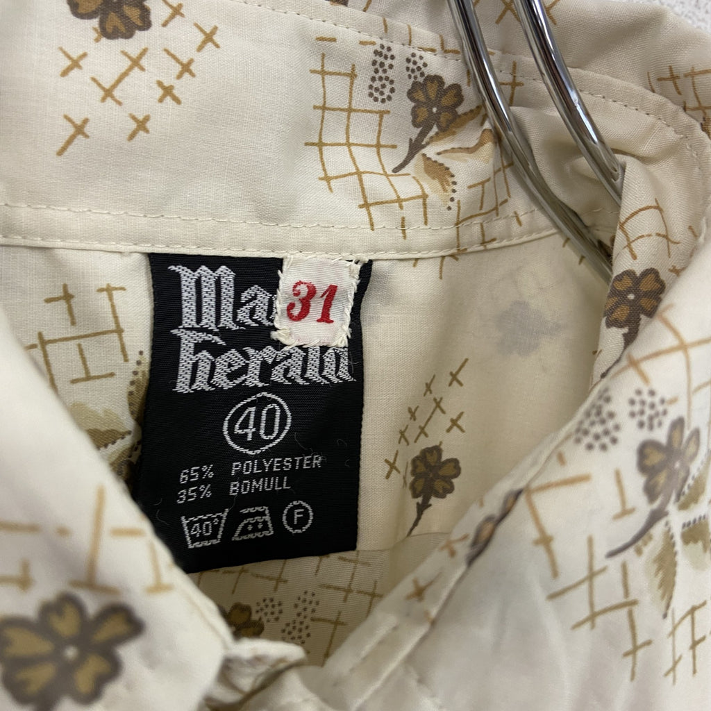 ～80s　maheram マヘラーム　長袖総柄シャツ　ヴィンテージ　黄色　イエロー　40サイズ　古着