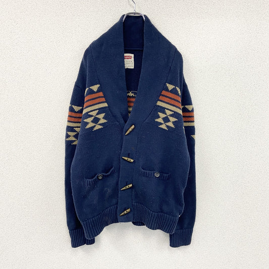 Levi’ｓ　リーバイス　コットンニットカーディガン　ショールカラー　トグルボタン　アズテック柄　紺　ネイビー　XLサイズ