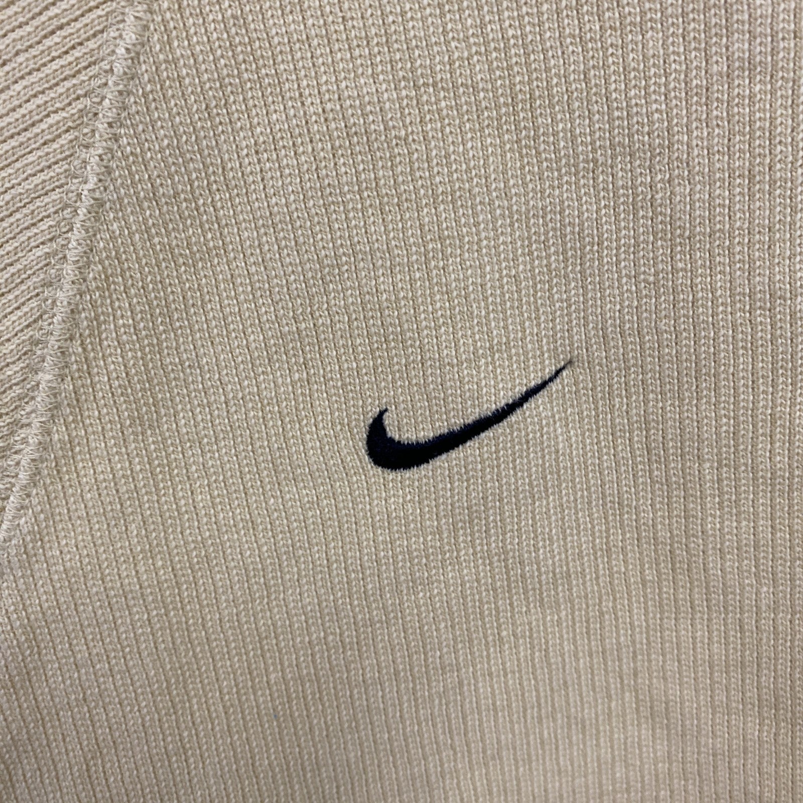 90s　NIKE　ナイキ　コットンニットベスト　ヴィンテージ　刺繍ロゴ　黄色　イエロー　Lサイズ　古着