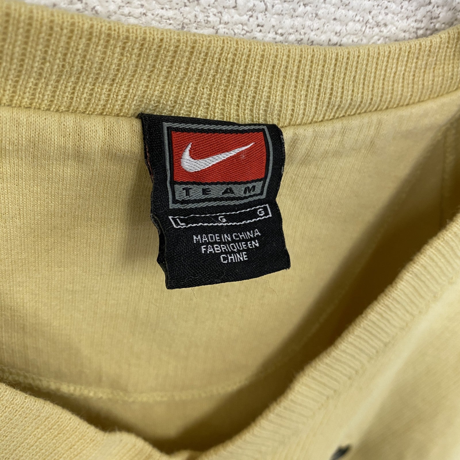 90s　NIKE　ナイキ　コットンニットベスト　ヴィンテージ　刺繍ロゴ　黄色　イエロー　Lサイズ　古着