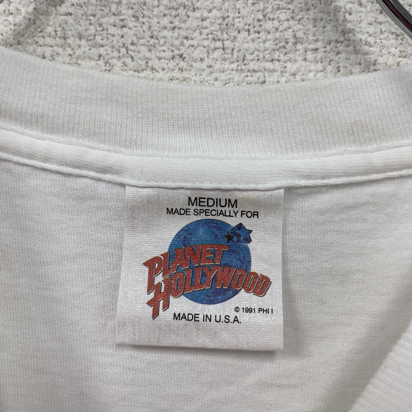 00s　PLANET HOLLYWOOD　プラネットハリウッド　半袖プリントTシャツ　白　ホワイト　Mサイズ　古着