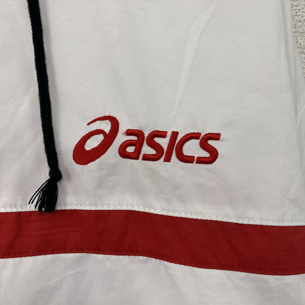 asics　アシックス　プルオーバージャケット/ハーフジップジャケット　白　ホワイト　Oサイズ　古着