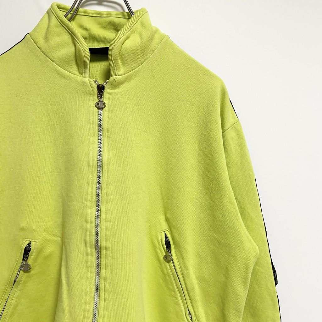 Champion　チャンピオン　USA製　長袖ジップアップスウェット　ハイネックトレーナー　黄緑　秋冬服　Mサイズ　古着