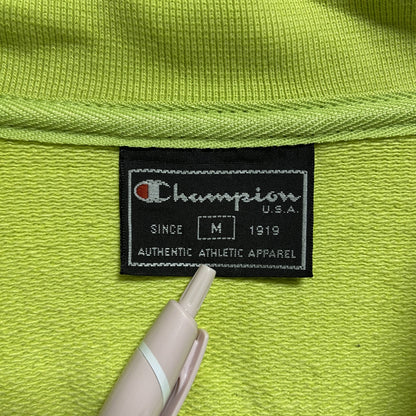 古着 used　Champion　チャンピオン　USA製　長袖ジップアップスウェット　ハイネックトレーナー　黄緑　秋冬服　Mサイズ