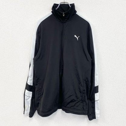 古着 used　PUMA　プーマ　長袖ジャージ　トラックジャケット　ワンポイントロゴ刺繍　黒　ブラック　Lサイズ