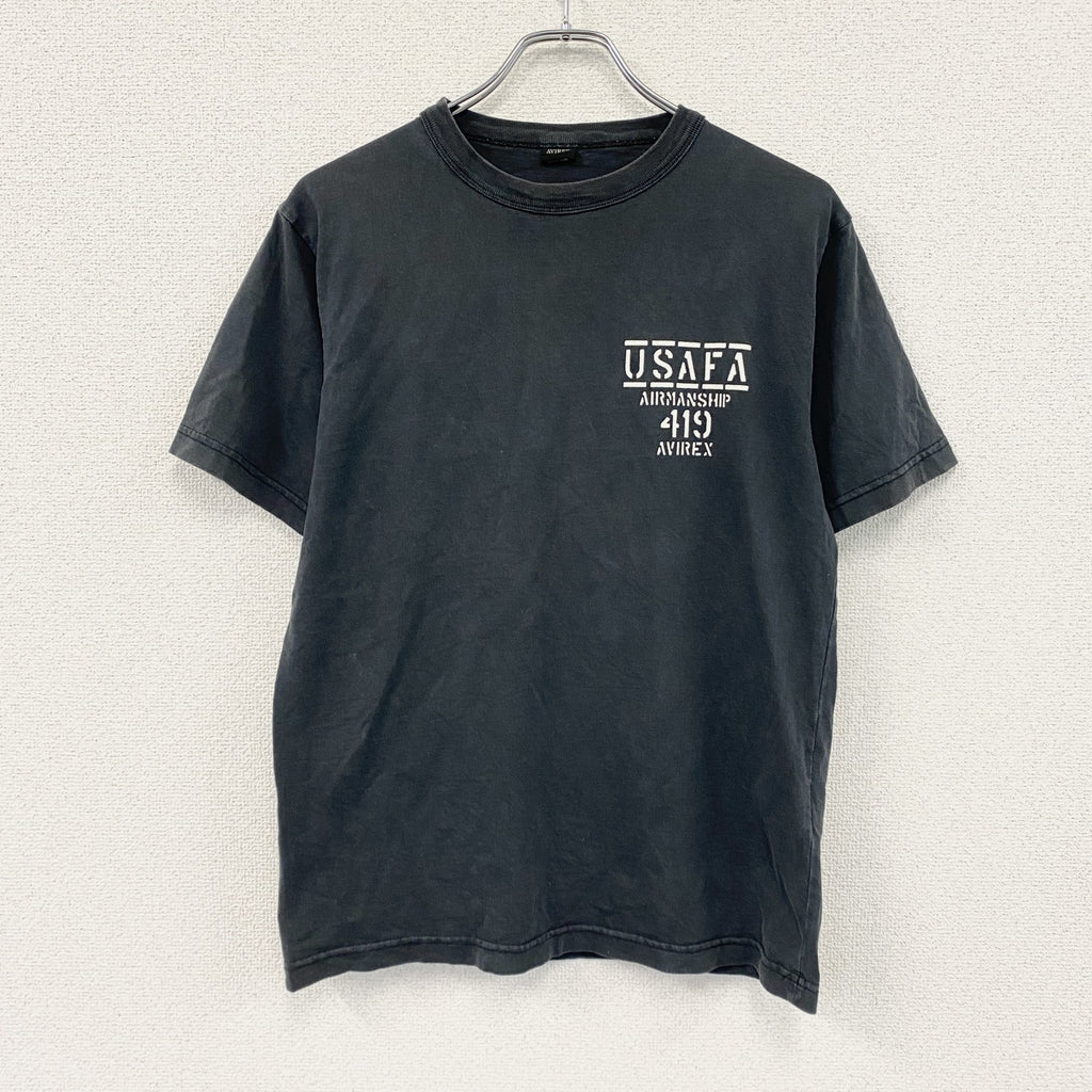 AVIREX　アヴィレックス　半袖プリントTシャツ　黒　ブラック　Mサイズ　古着