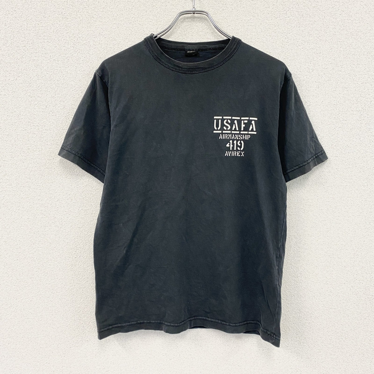 AVIREX　アヴィレックス　半袖プリントTシャツ　黒　ブラック　Mサイズ　古着