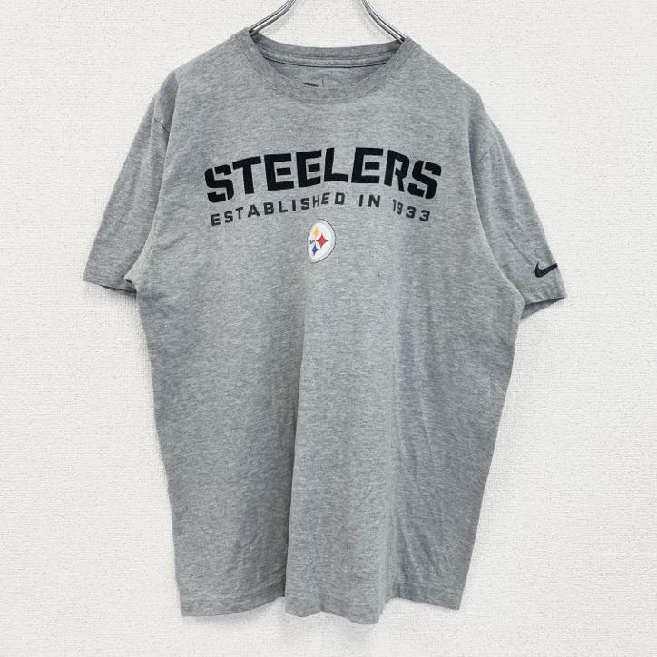 NIKE　ナイキ　半袖プリントTシャツ　ピッツバーグ・スティーラーズ　クルーネック　グレー　灰色　Lサイズ　古着