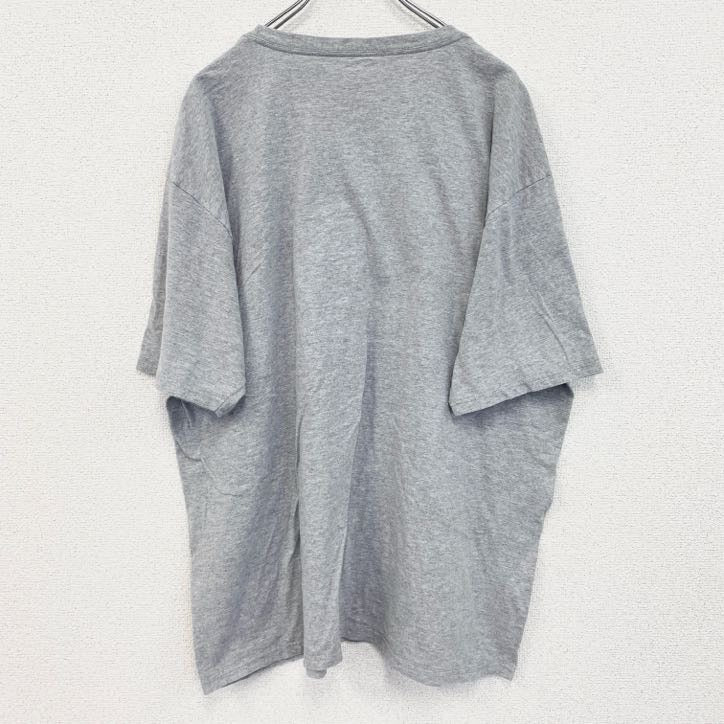 adidas　アディダス　半袖プリントTシャツ　スリーストライプ　クルーネック　グレー　灰色　XＸLサイズ　古着