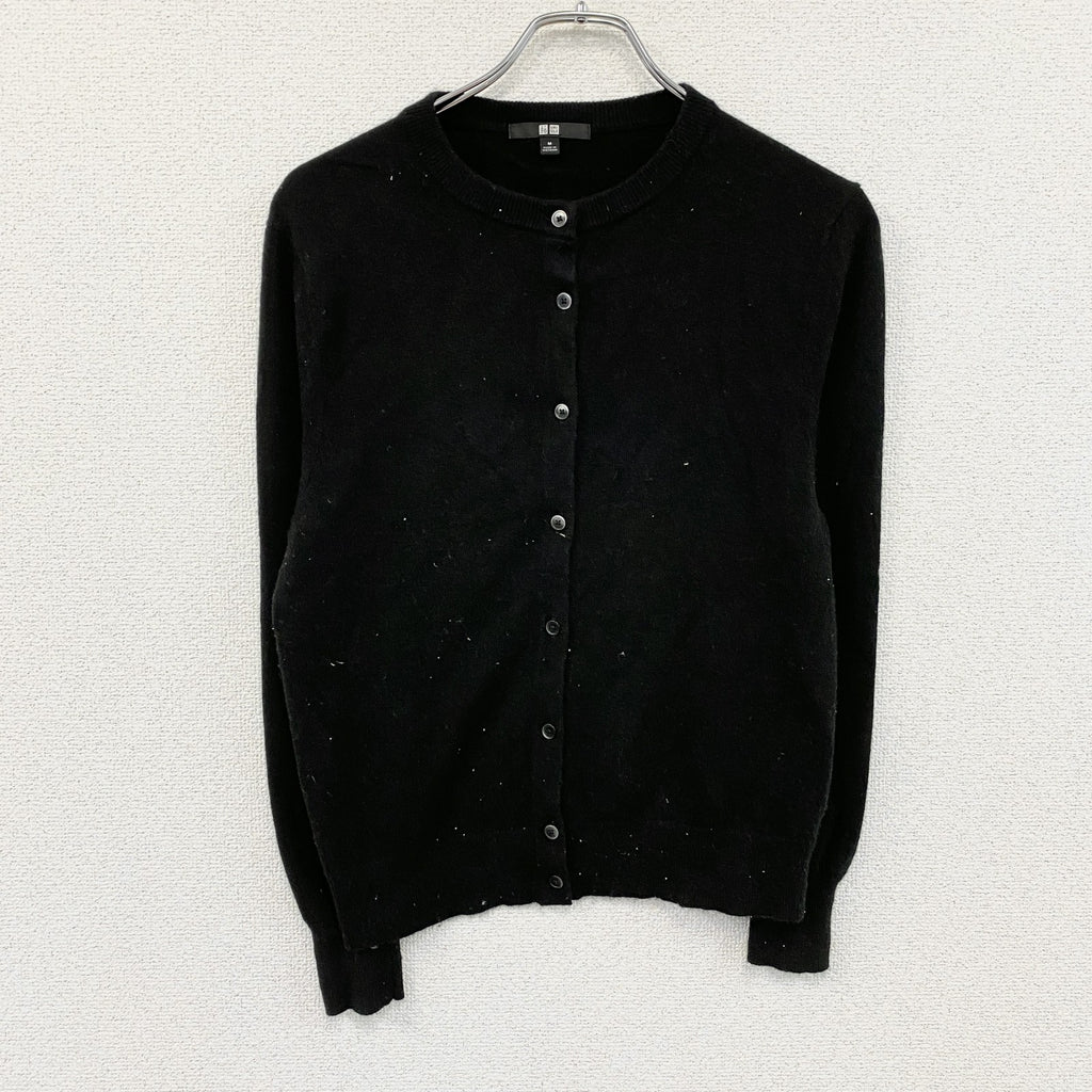 UNIQLO　ユニクロ　クルーネックカーディガン　カシミヤ100%　黒　ブラック　Mサイズ　古着