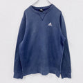 00s　adidas　アディダス　スウェット/トレーナー　フェード　前V　パフォーマンスロゴ　刺繍ロゴ　紺　ネイビー　Mサイズ　古着