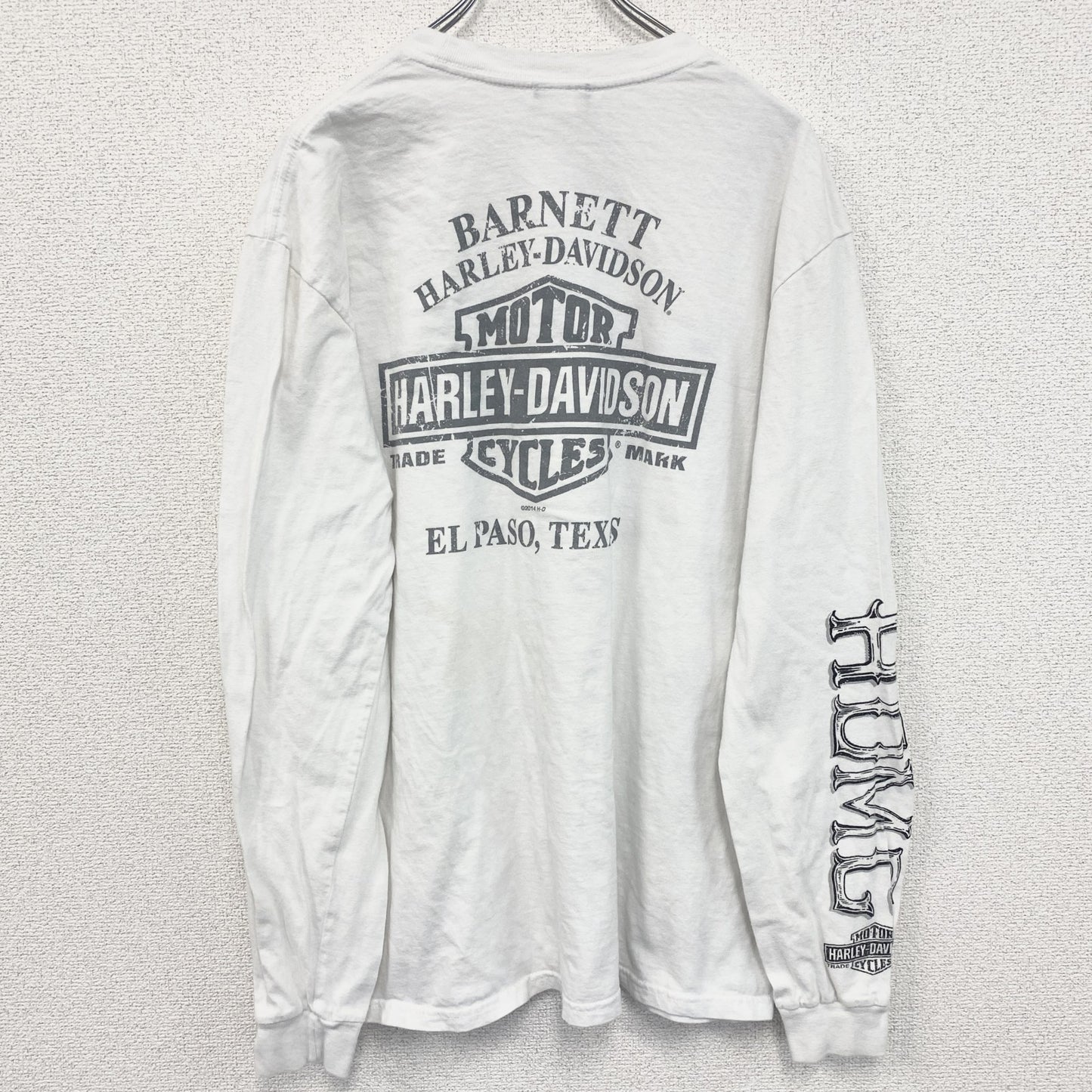 HARLEY DAVIDSON　ハーレーダビッドソン　長袖プリントTシャツ　白　ホワイト　Lサイズ