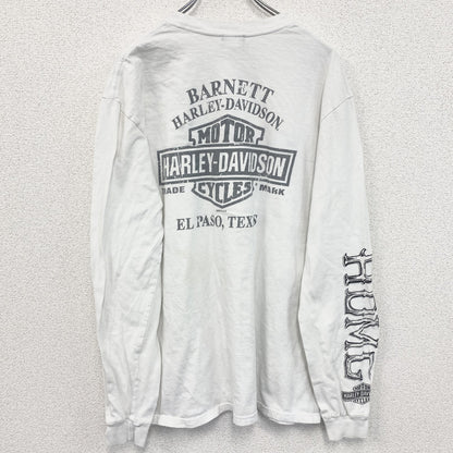 HARLEY DAVIDSON　ハーレーダビッドソン　長袖プリントTシャツ　白　ホワイト　Lサイズ