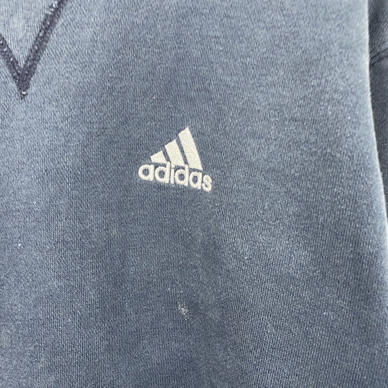 00s　adidas　アディダス　スウェット/トレーナー　フェード　前V　パフォーマンスロゴ　刺繍ロゴ　紺　ネイビー　Mサイズ　古着