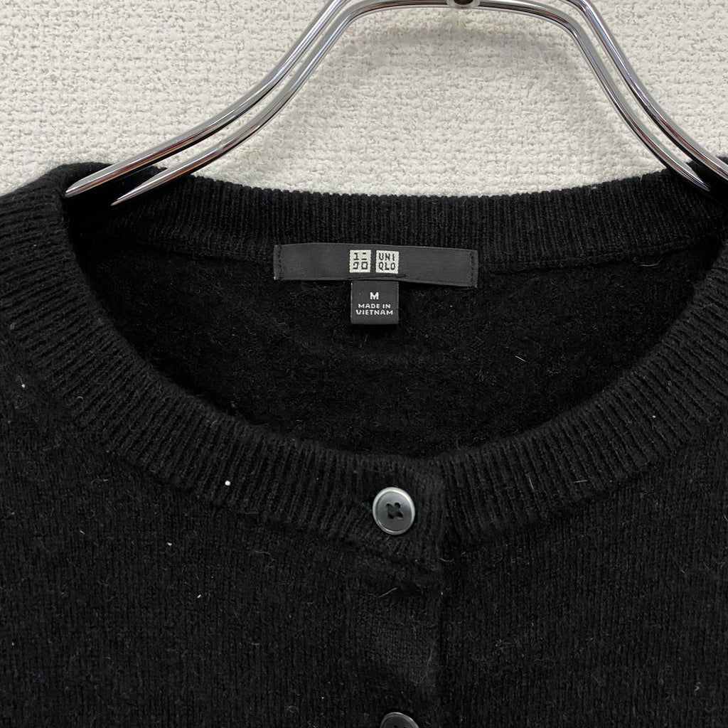 UNIQLO　ユニクロ　クルーネックカーディガン　カシミヤ100%　黒　ブラック　Mサイズ　古着