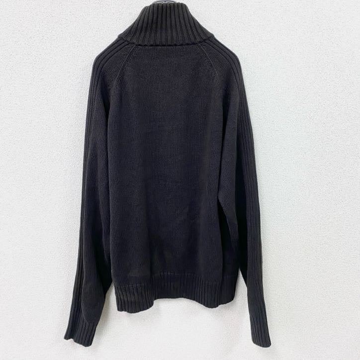 PUMA　プーマ　フルジップアクリルニットセーター　黒　ブラック　XLサイズ　古着