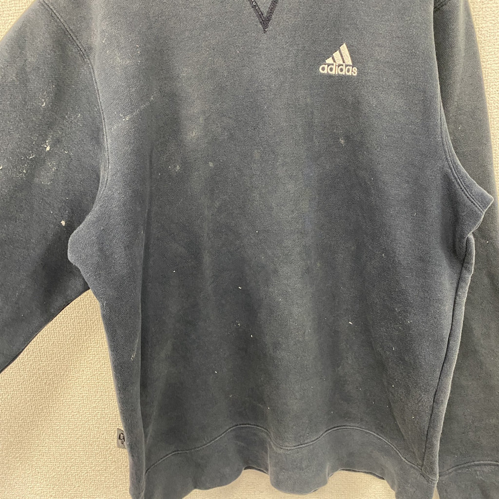 00s　adidas　アディダス　スウェット/トレーナー　フェード　前V　パフォーマンスロゴ　刺繍ロゴ　紺　ネイビー　Mサイズ　古着