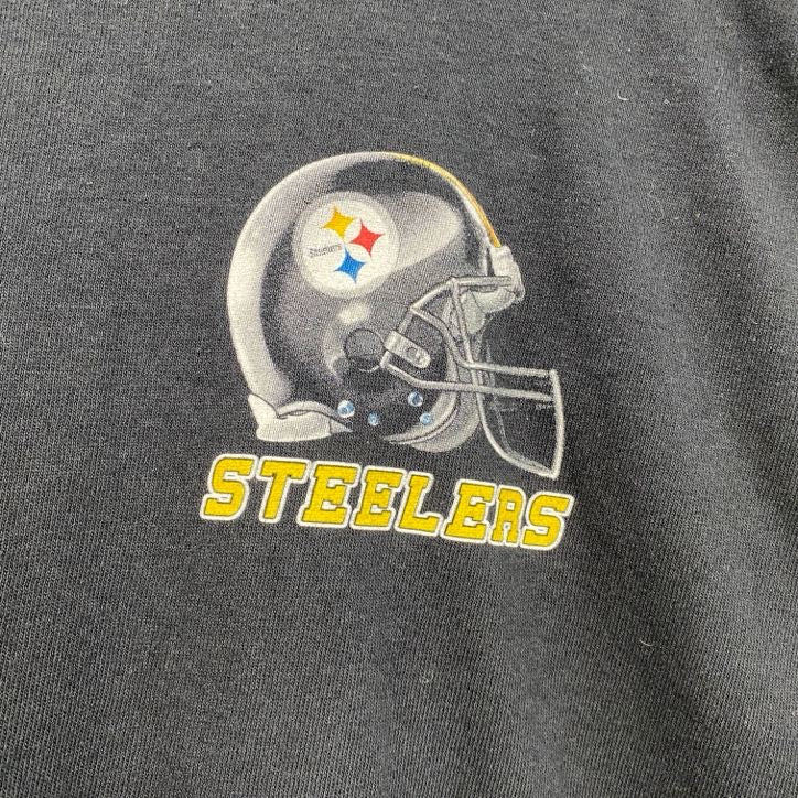 ピッツバーグ・スティーラーズ　半袖両面プリントTシャツ　アメフト　クルーネック　黒　ブラック　Lサイズ　古着