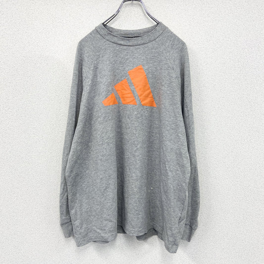 adidas　アディダス　長袖Tシャツ/ロンT　デカロゴ　灰色　グレー　4XOサイズ