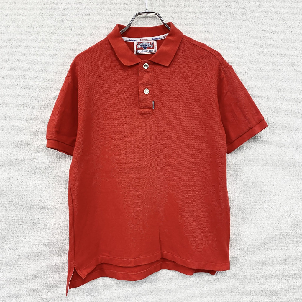 ～90s　Budweiser　バドワイザー　半袖ポロシャツ　ヴィンテージ　赤　レッド　Lサイズ　古着