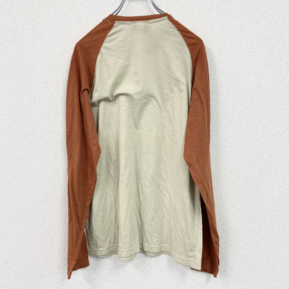 HARLEY DAVIDSON　ハーレーダビッドソン　長袖プリントTシャツ　オレンジ　ベージュ　Lサイズ