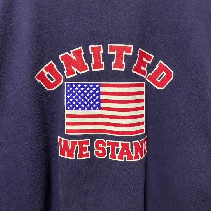DELTA　UNITED WE STAND　半袖プリントTシャツ　USA国旗　アメリカ　ネイビー　紺　XLサイズ　古着