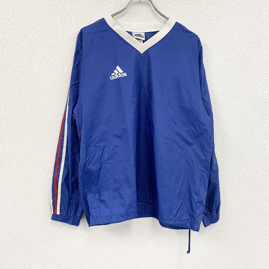 90s　adidas　アディダス　ナイロンプルオーバージャケット　パフォーマンスロゴ　ヴィンテージ　青　ブルー　Mサイズ