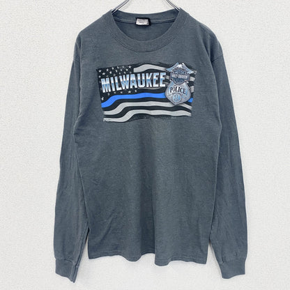 HARLEY DAVIDSON　ハーレーダビッドソン　長袖プリントTシャツ　灰色　グレー　Mサイズ