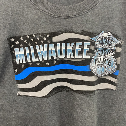 HARLEY DAVIDSON　ハーレーダビッドソン　長袖プリントTシャツ　灰色　グレー　Mサイズ