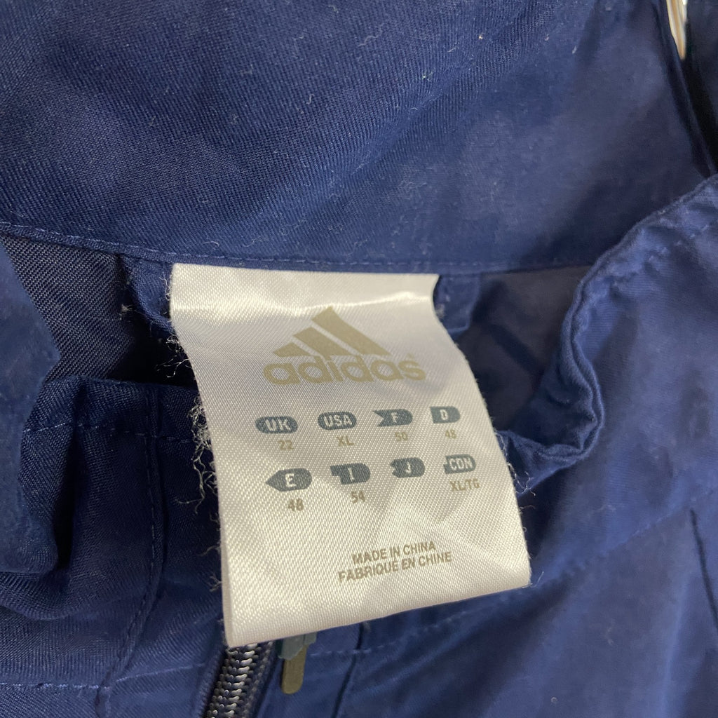 adidas　アディダス　ナイロンジャケット　フルジップ　紺　XLサイズ　古着