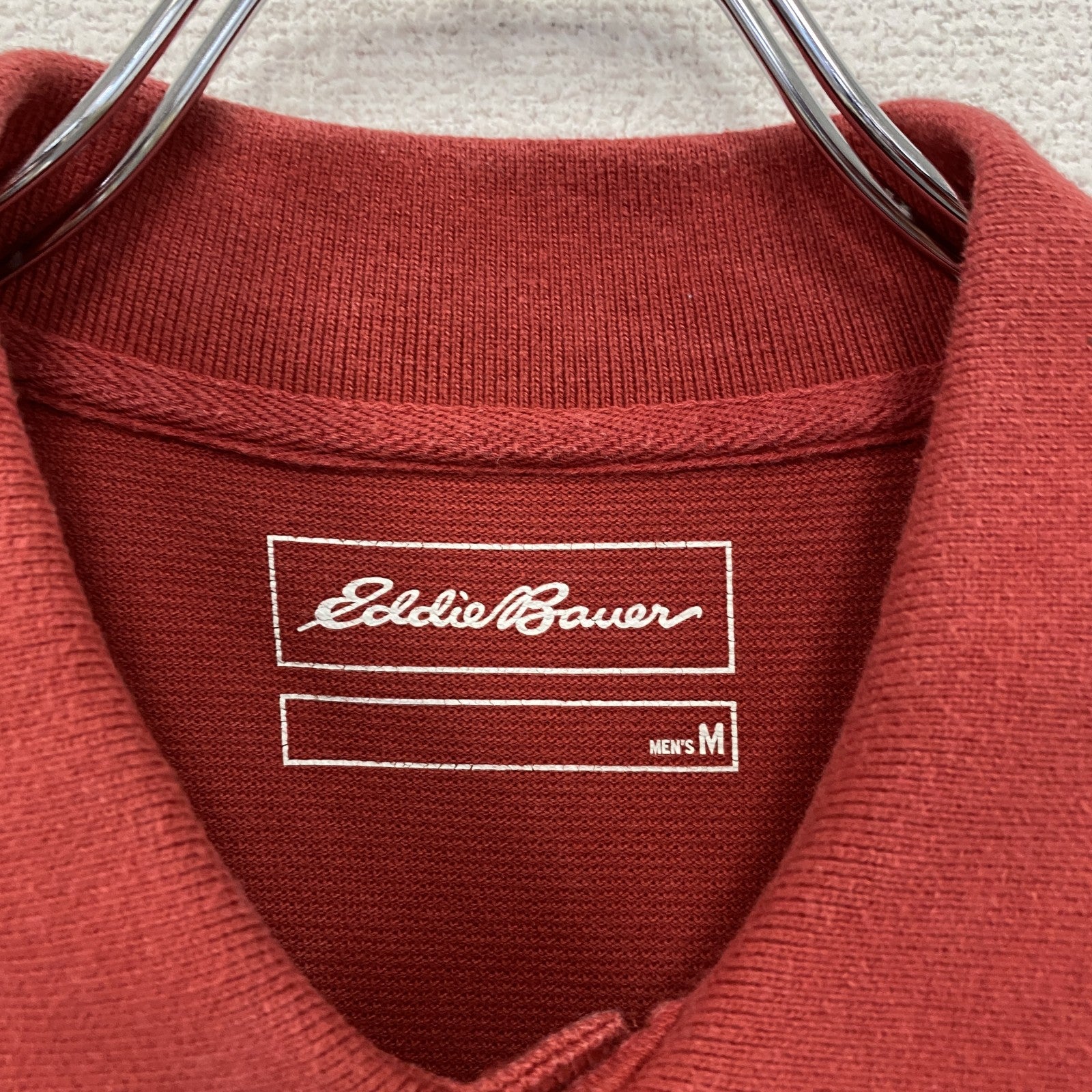 Eddie Bauer　エディーバウアー　半袖ポロシャツ　デカロゴ　赤　レッド　Mサイズ　古着