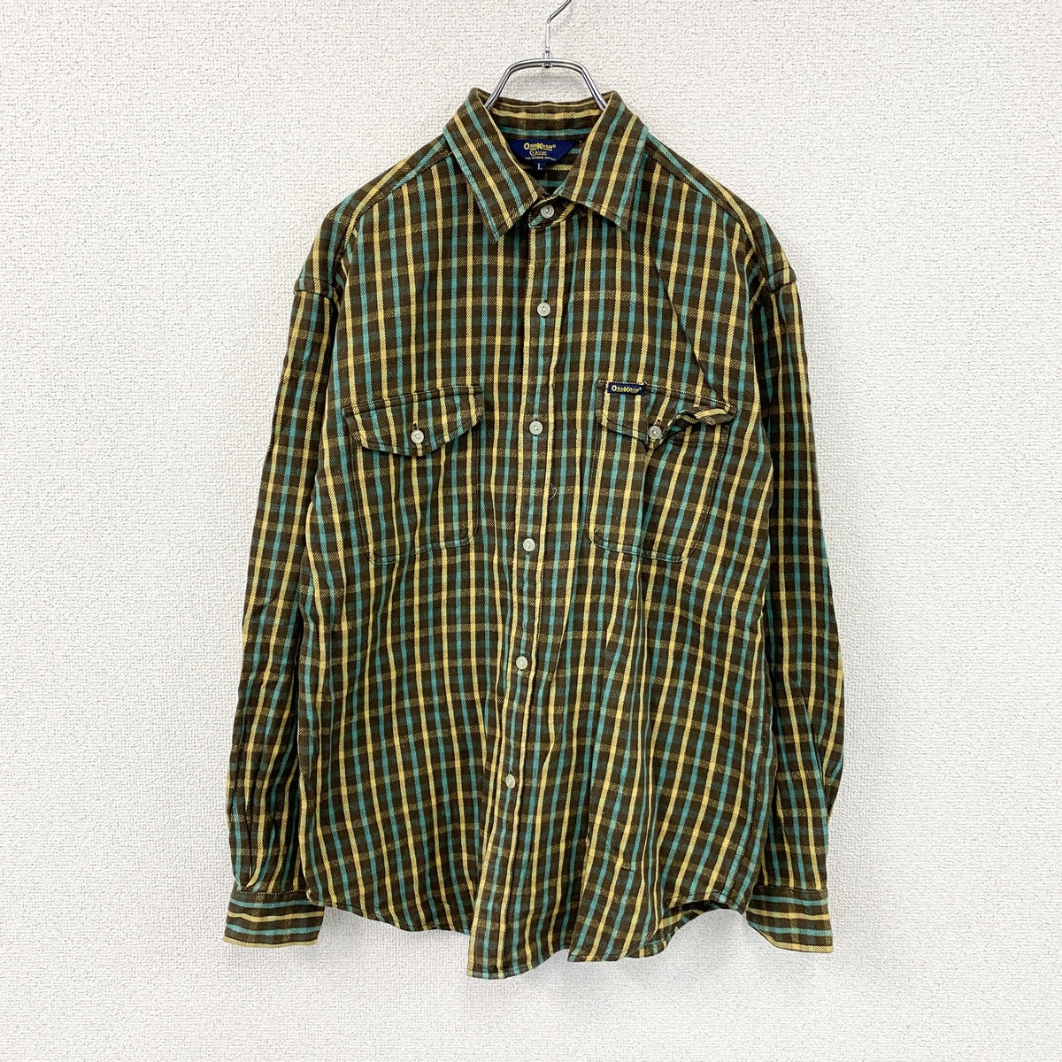 OSHKOSH　オシュコシュ　長袖チェックシャツ　茶色　ブラウン　Lサイズ　古着