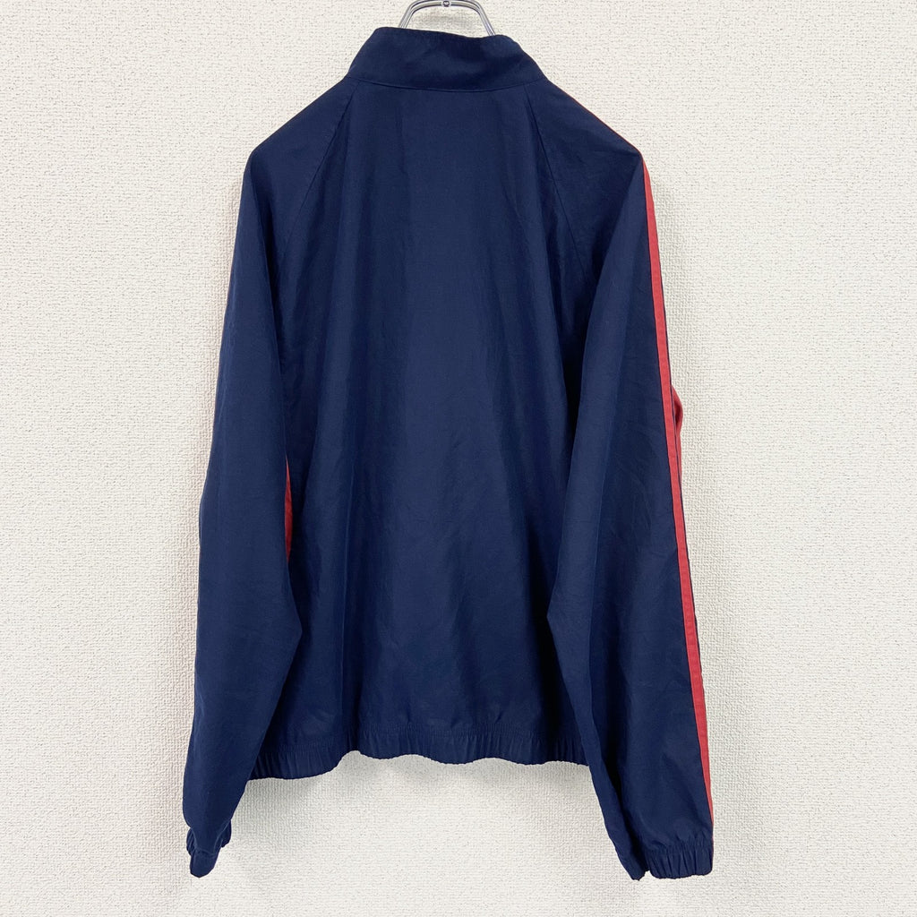 adidas　アディダス　ナイロンジャケット　フルジップ　紺　XLサイズ　古着