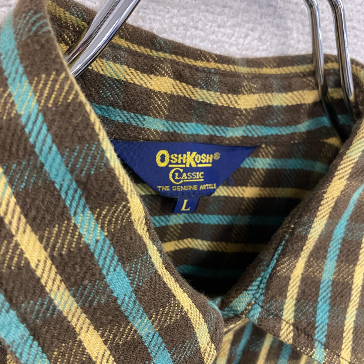 OSHKOSH　オシュコシュ　長袖チェックシャツ　茶色　ブラウン　Lサイズ　古着
