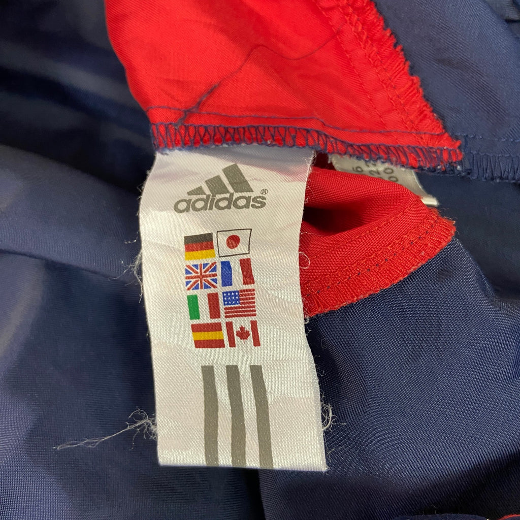 adidas　アディダス　ナイロンジャケット　フルジップ　紺　XLサイズ　古着