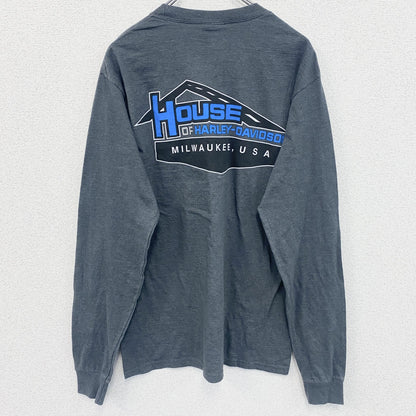 HARLEY DAVIDSON　ハーレーダビッドソン　長袖プリントTシャツ　灰色　グレー　Mサイズ