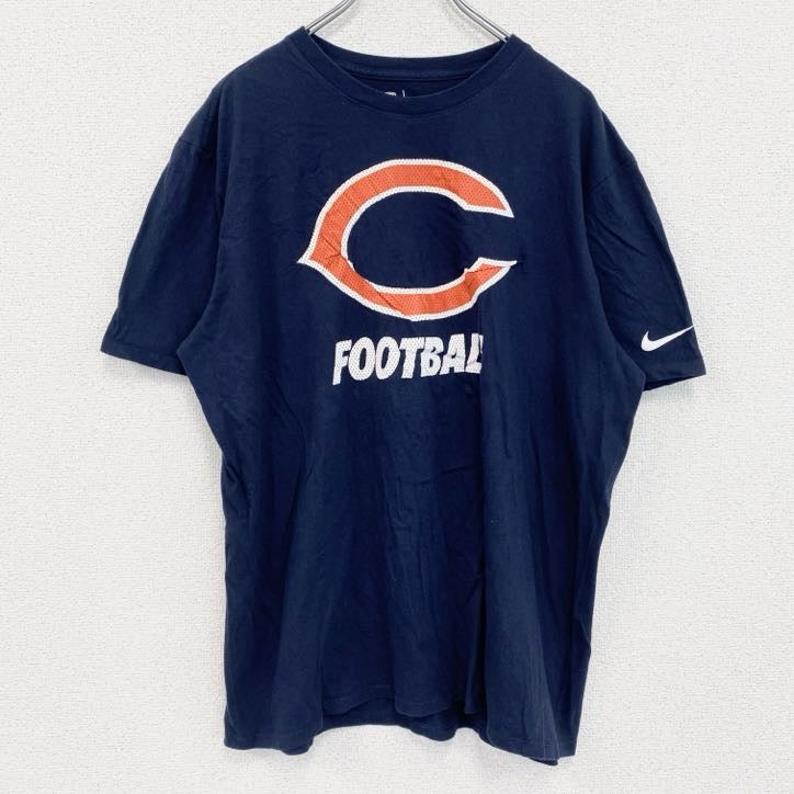 NIKE　ナイキ　半袖プリントTシャツ　FOOTBALL　クルーネック　黒　ブラック　XLサイズ　古着