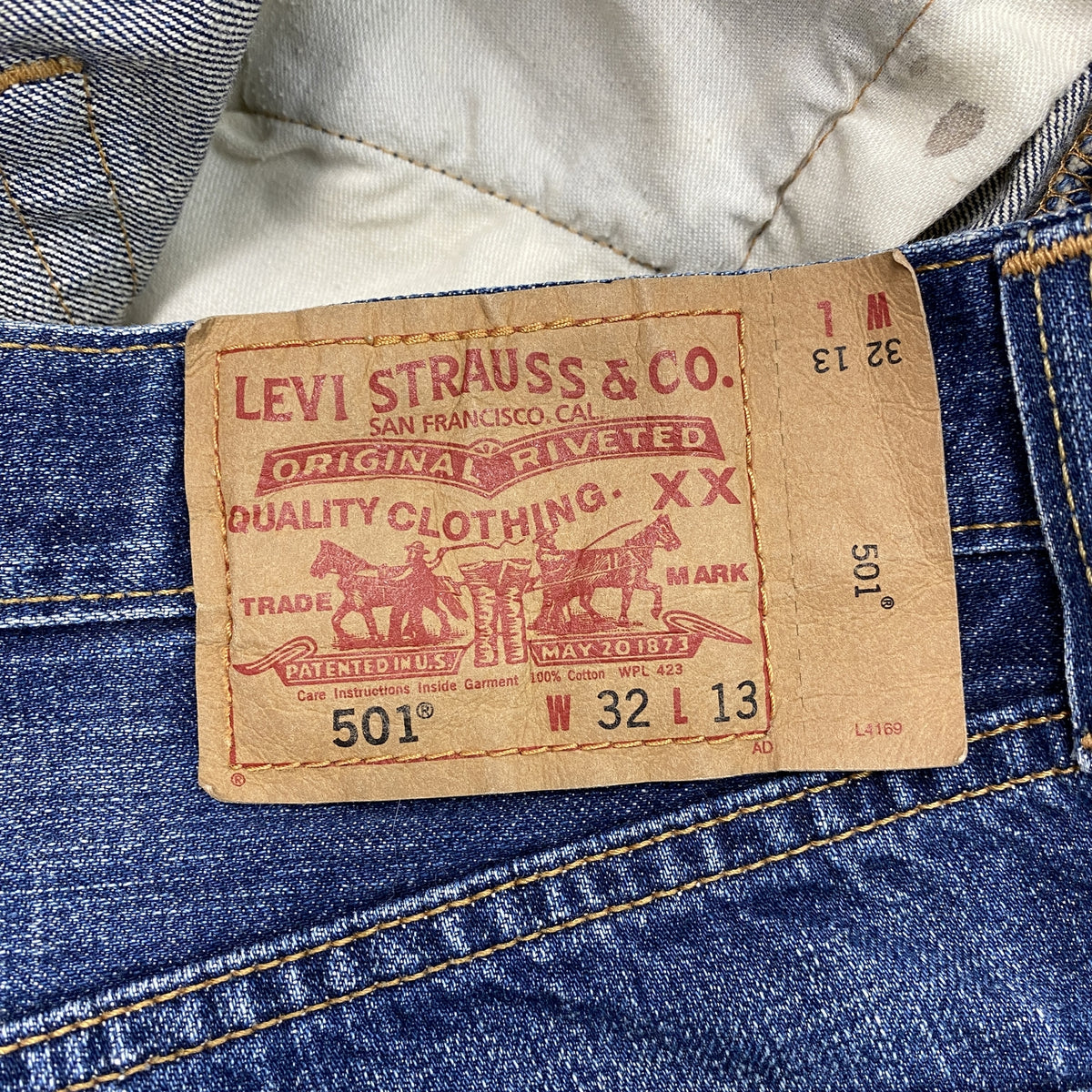 Levi's　リーバイス　501　デニムハーフパンツ/ジーンズ　ボタンフライ　インディゴ　W32サイズ　古着