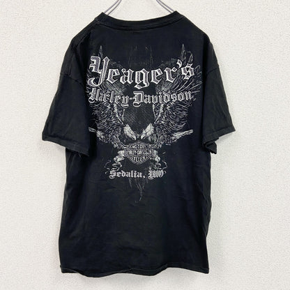 HARLEY DAVIDSON　ハーレーダビッドソン　半袖両面プリントTシャツ　黒　ブラック