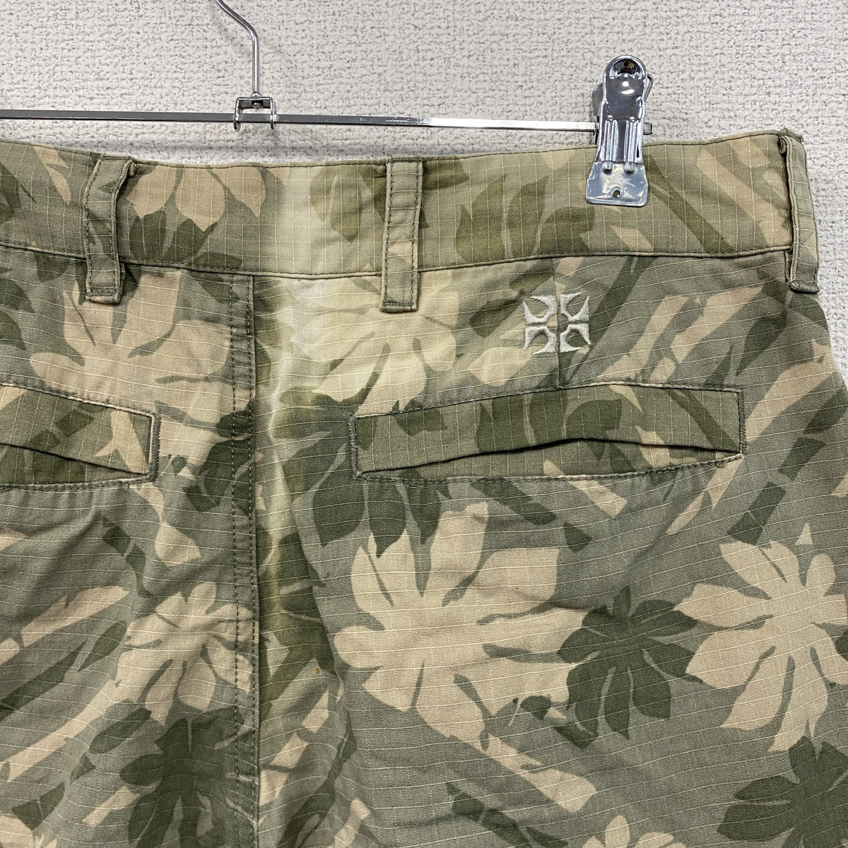 00s　NIKE　ナイキ　カーゴハーフパンツ/ショートパンツ　リップストップ　ボタニカル柄　ヴィンテージ　緑　グリーン　30サイズ　古着